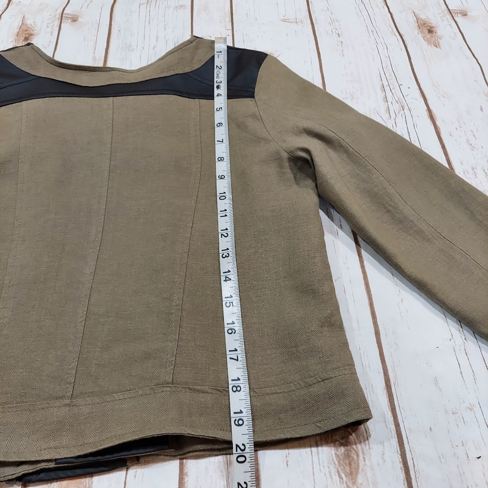 Charlotte Russe Olive And Black Faux Leather Moto Jacket Women's S - Picture 11 of 16